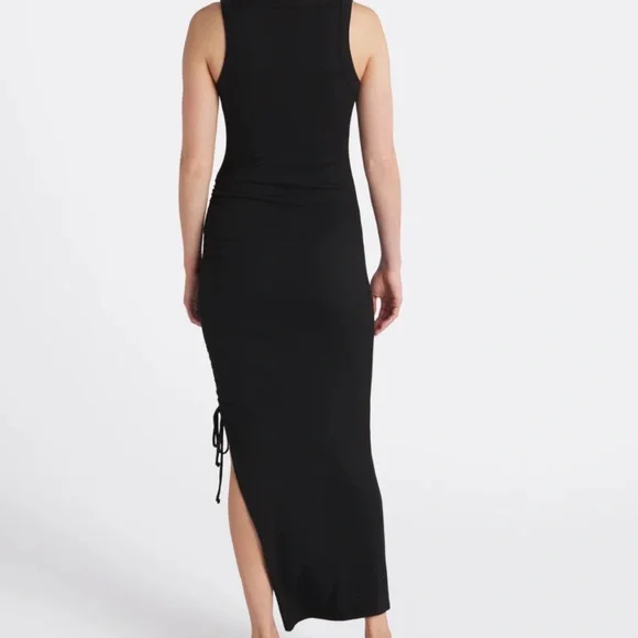 NWT Michael Stars Marine Maxi Ultra Rib‎ Knit Dress in Black. Size LP - Picture 4 of 10